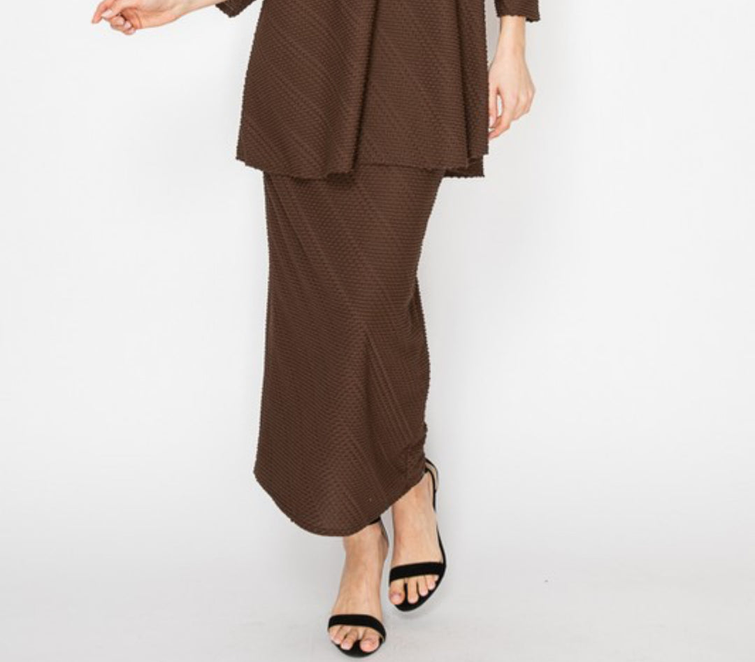 Liza Lou's Swiss Dot Brown Tunic Top