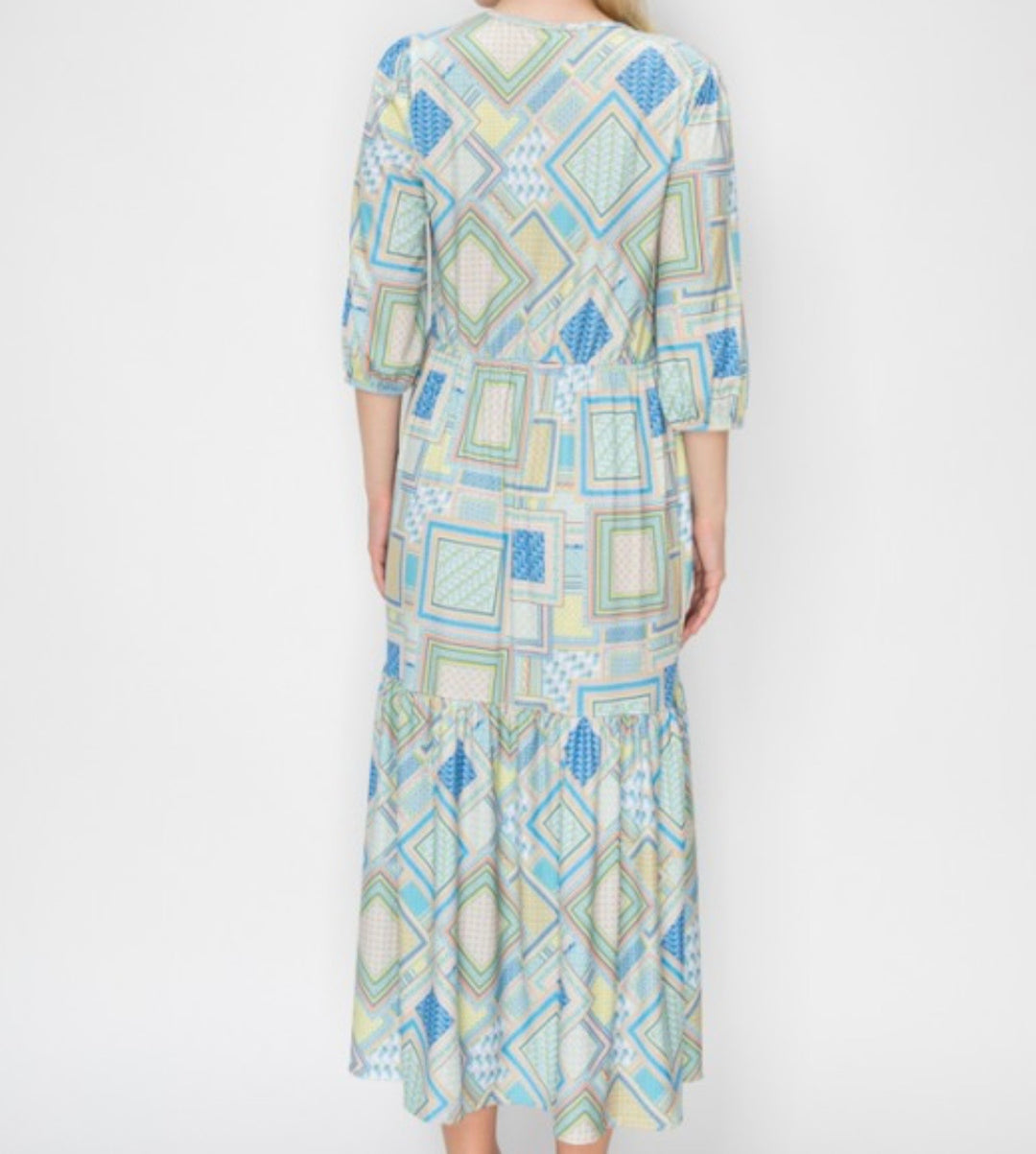 Liza Lou’s Geometric Cheery Long Modest Dress