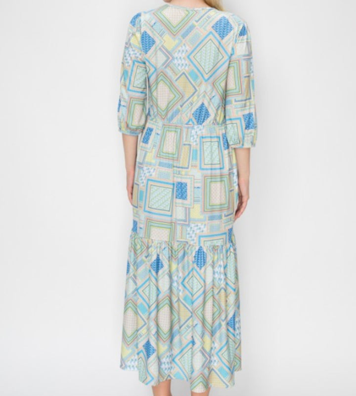 Liza Lou’s Geometric Cheery Long Modest Dress