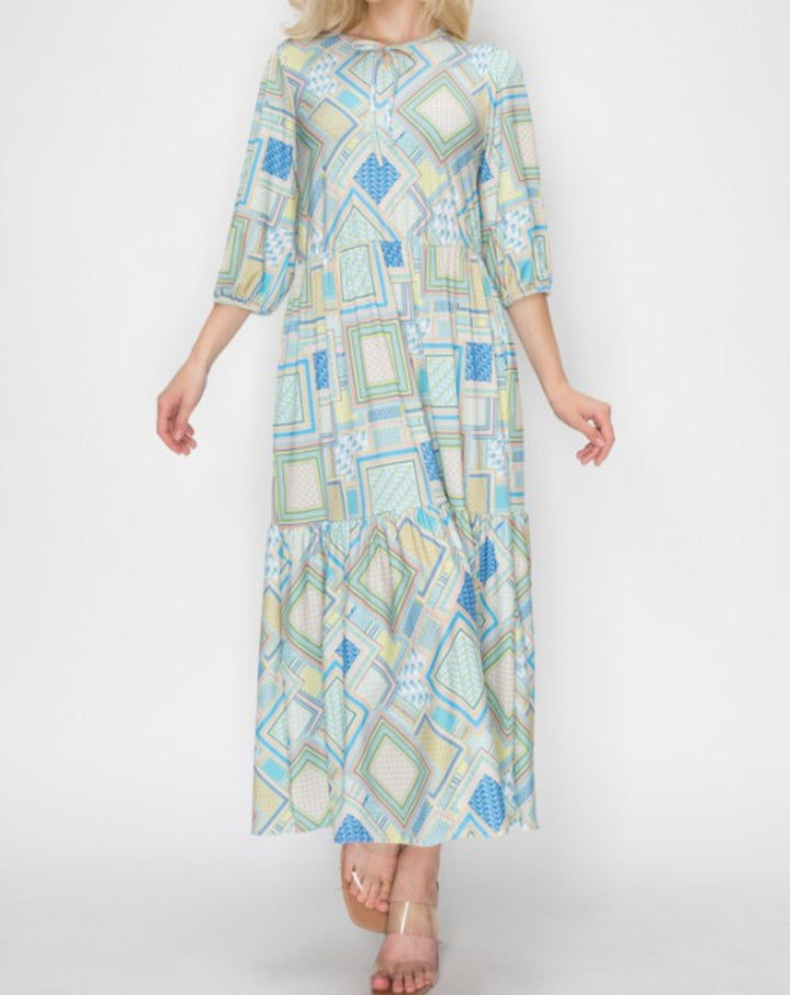 Liza Lou’s Geometric Cheery Long Modest Dress