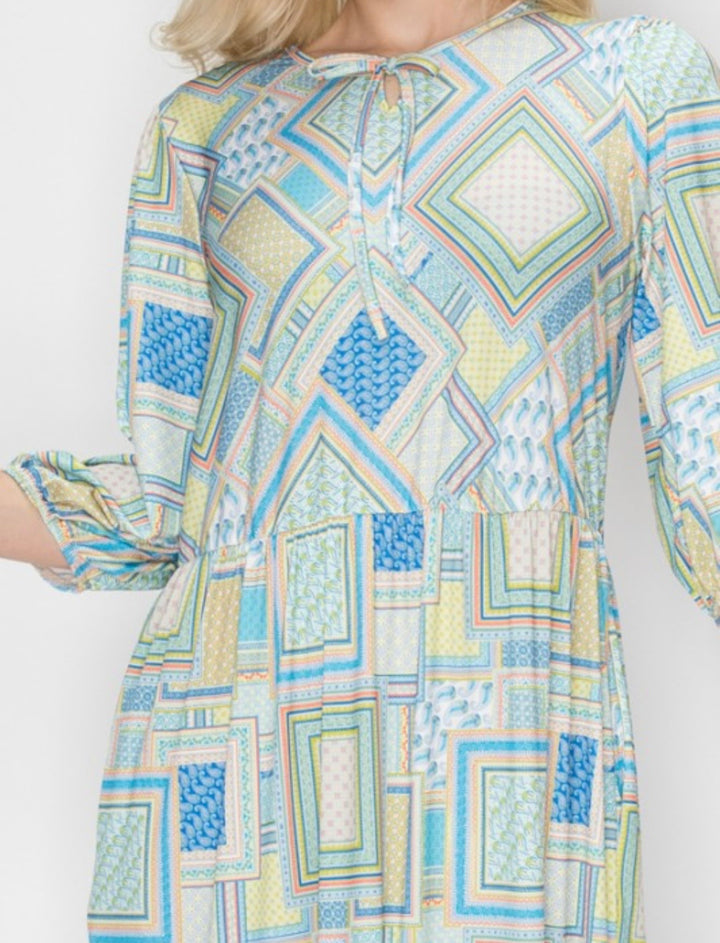 Liza Lou’s Geometric Cheery Long Modest Dress