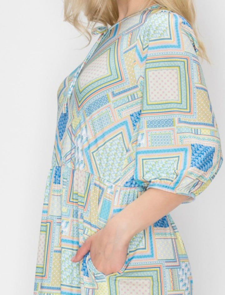 Liza Lou’s Geometric Cheery Long Modest Dress