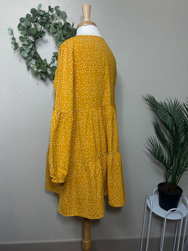 Liza Lou's Polka Dot Tiered V-Neck Tunic Top