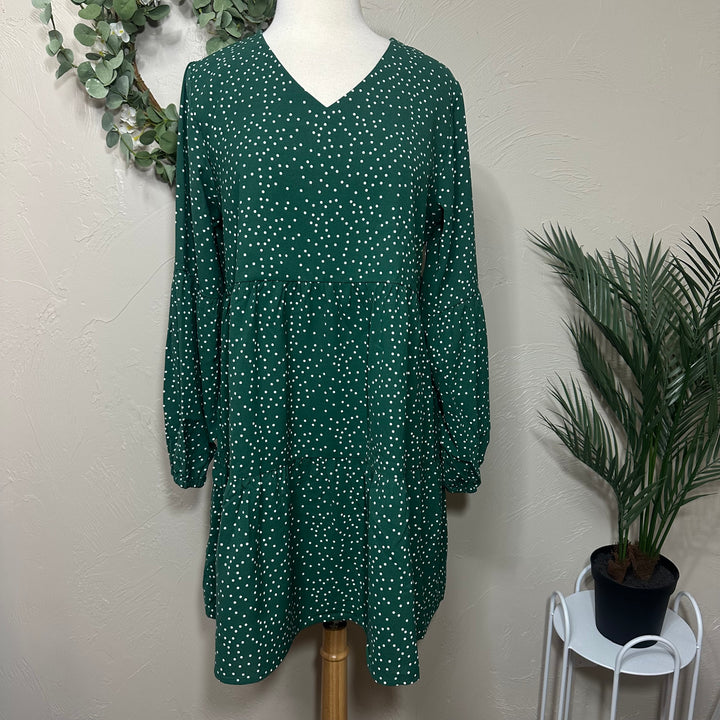 Liza Lou's Polka Dot Tiered V-Neck Tunic Top