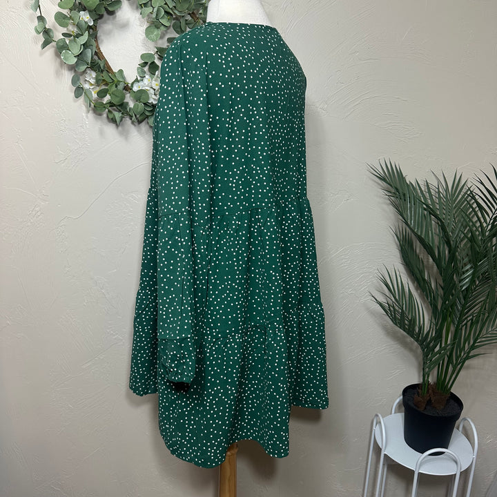 Liza Lou's Polka Dot Tiered V-Neck Tunic Top