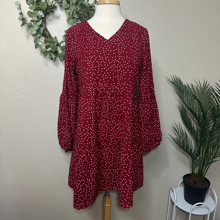 Liza Lou's Polka Dot Tiered V-Neck Tunic Top