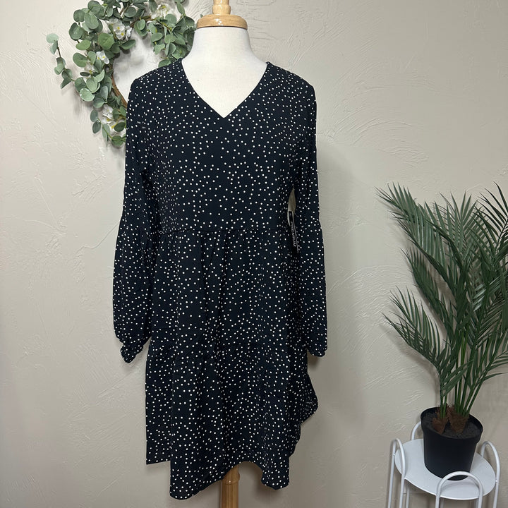 Liza Lou's Polka Dot Tiered V-Neck Tunic Top
