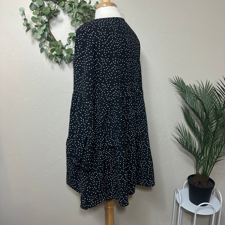 Liza Lou's Polka Dot Tiered V-Neck Tunic Top