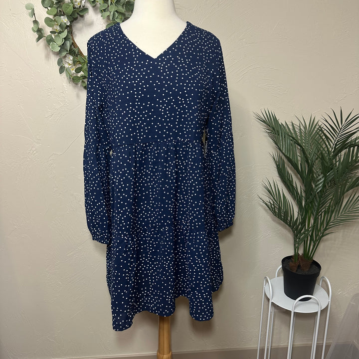 Liza Lou's Polka Dot Tiered V-Neck Tunic Top