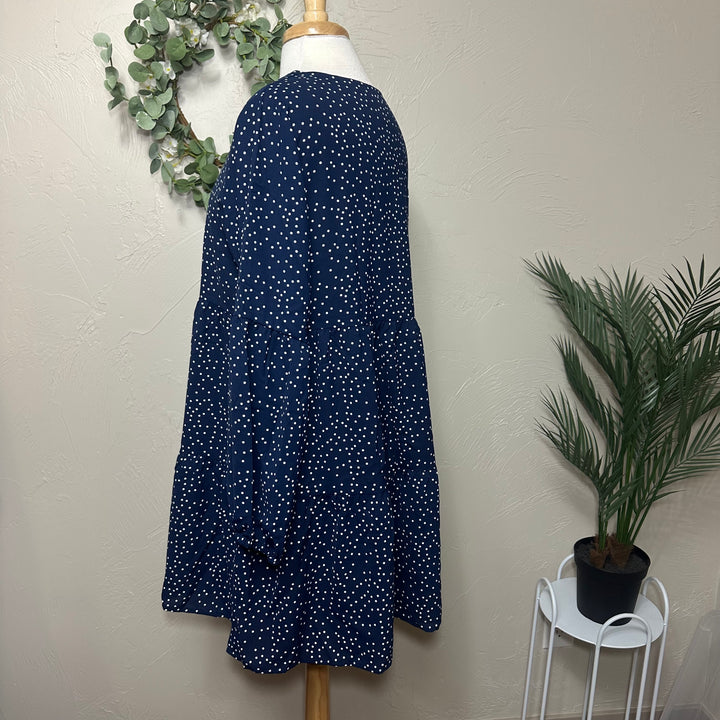 Liza Lou's Polka Dot Tiered V-Neck Tunic Top