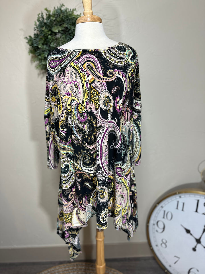 Liza Lou’s Paisley Side Drape Top 3X 4X 5X