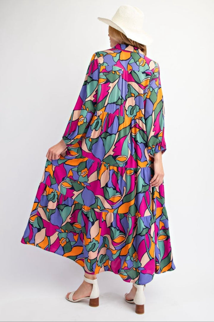 Liza's Long Modest Colorful Geometric Long Dress