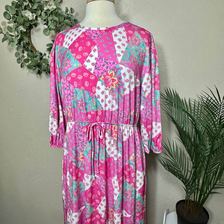 Liza Lou’s Pink Patchwork Modest Dress