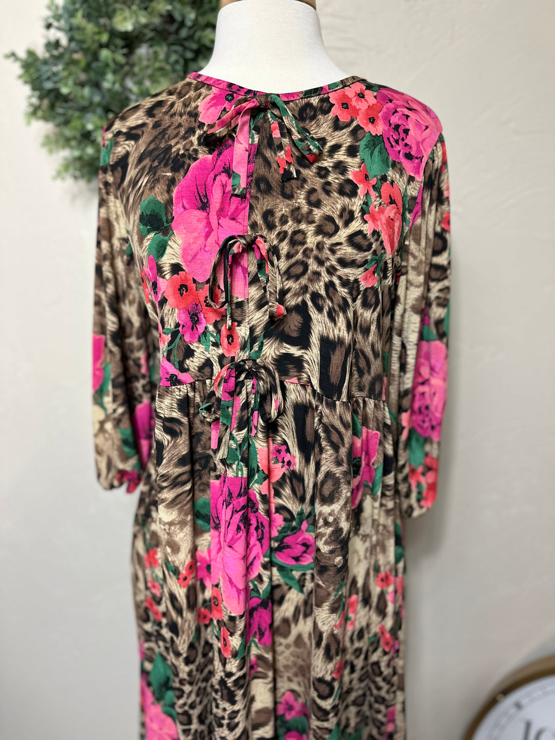 Liza Lou’s Polly Floral with Animal Print Long Modest Dress