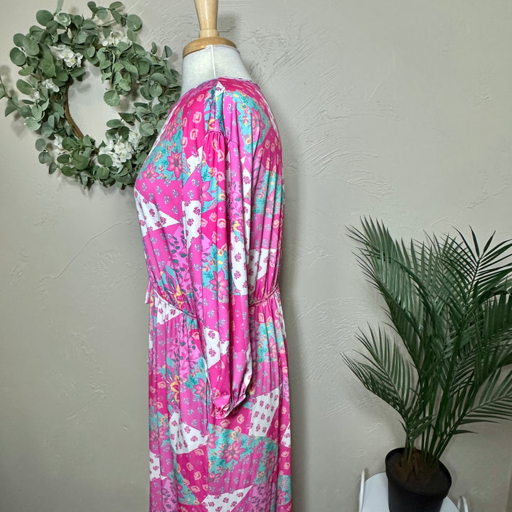 Liza Lou’s Pink Patchwork Modest Dress