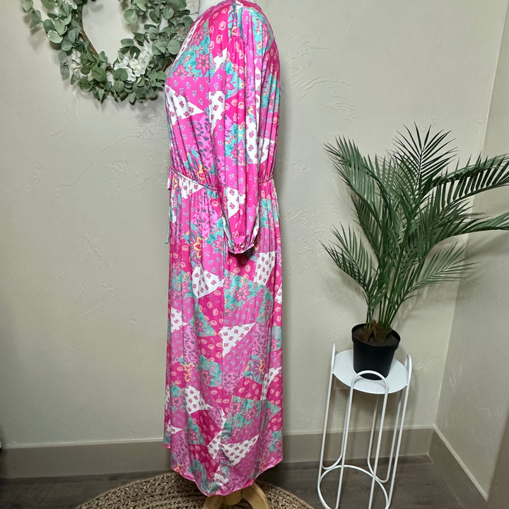 Liza Lou’s Pink Patchwork Modest Dress