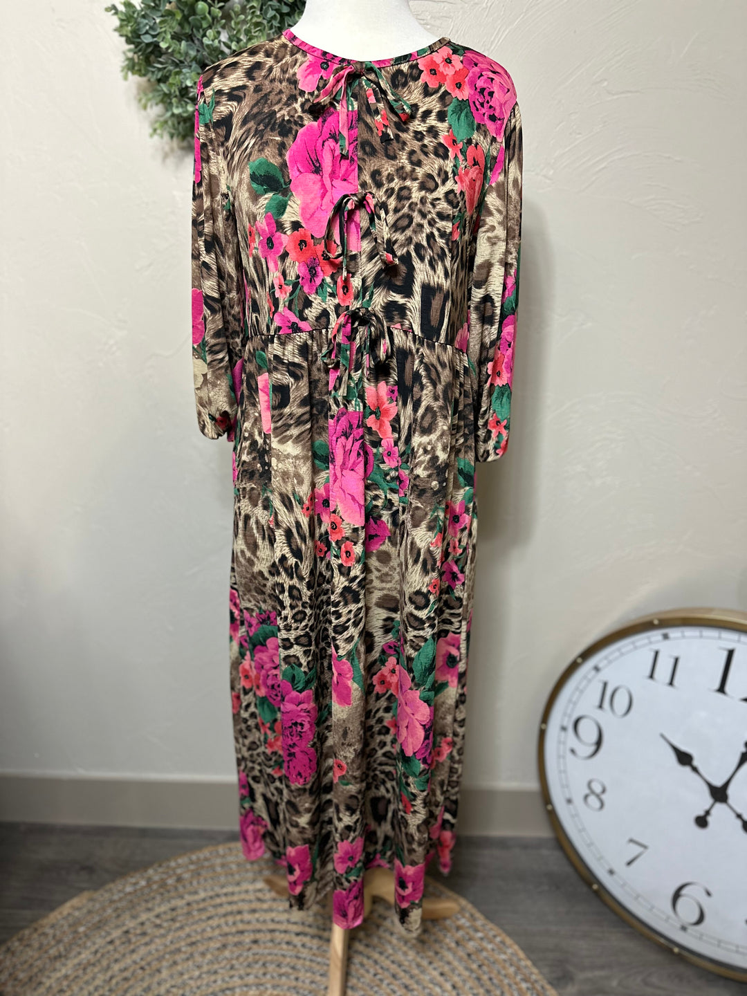 Liza Lou’s Polly Floral with Animal Print Long Modest Dress