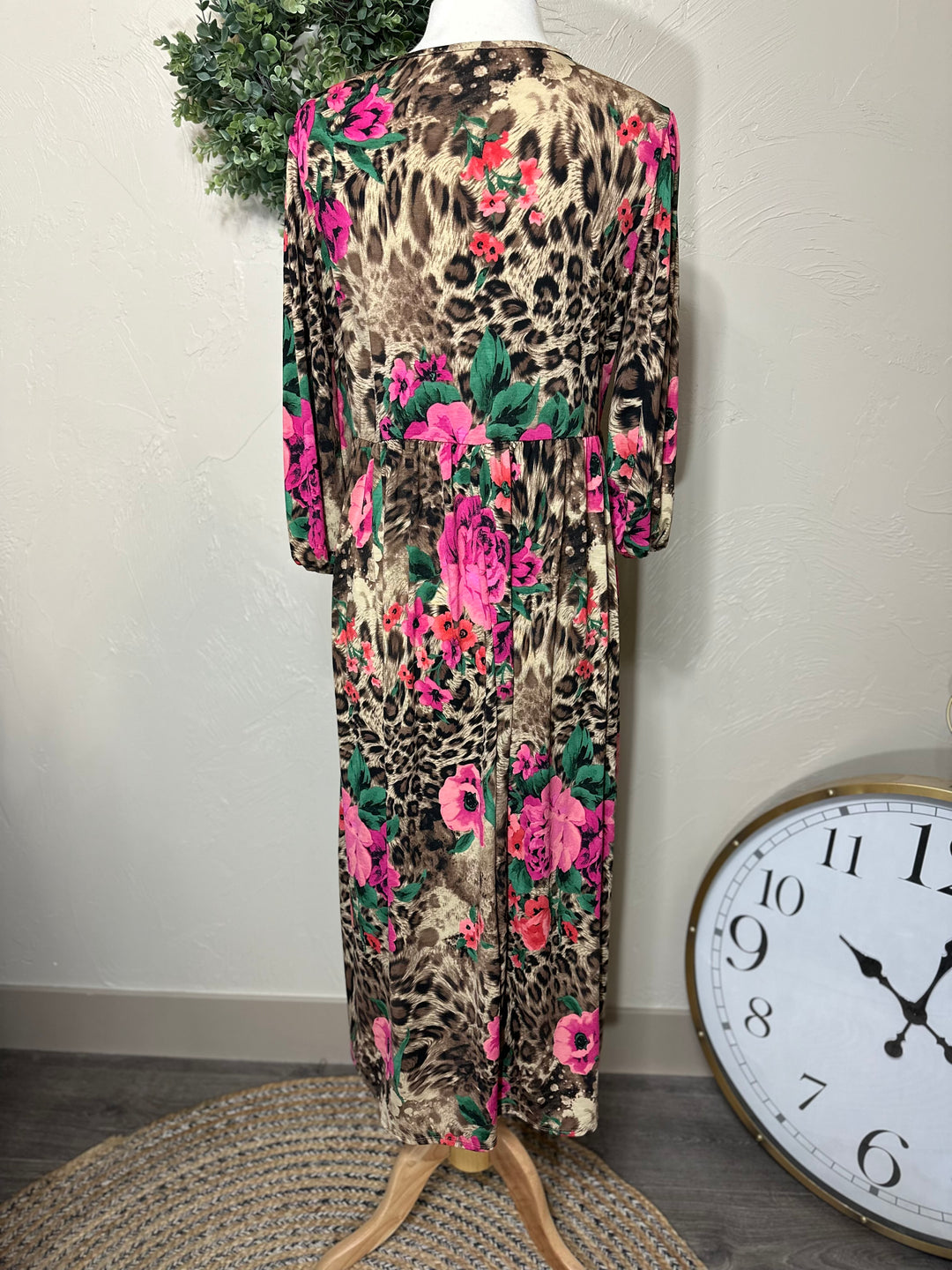 Liza Lou’s Polly Floral with Animal Print Long Modest Dress