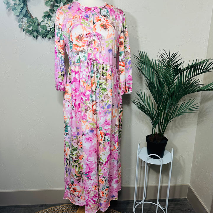 Liza Lou’s Pink Floral Long Modest Dress