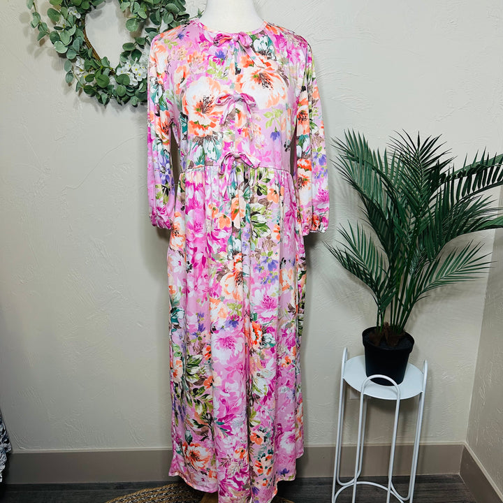 Liza Lou’s Pink Floral Long Modest Dress