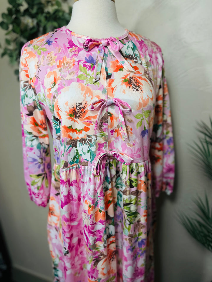 Liza Lou’s Pink Floral Long Modest Dress