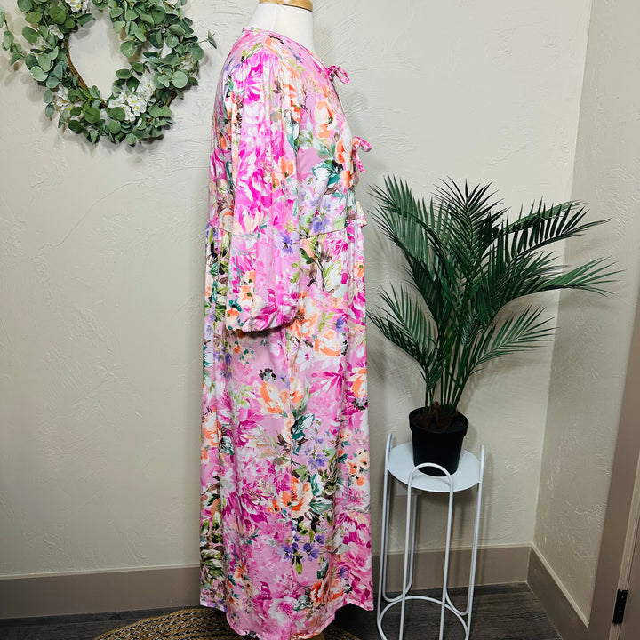 Liza Lou’s Pink Floral Long Modest Dress