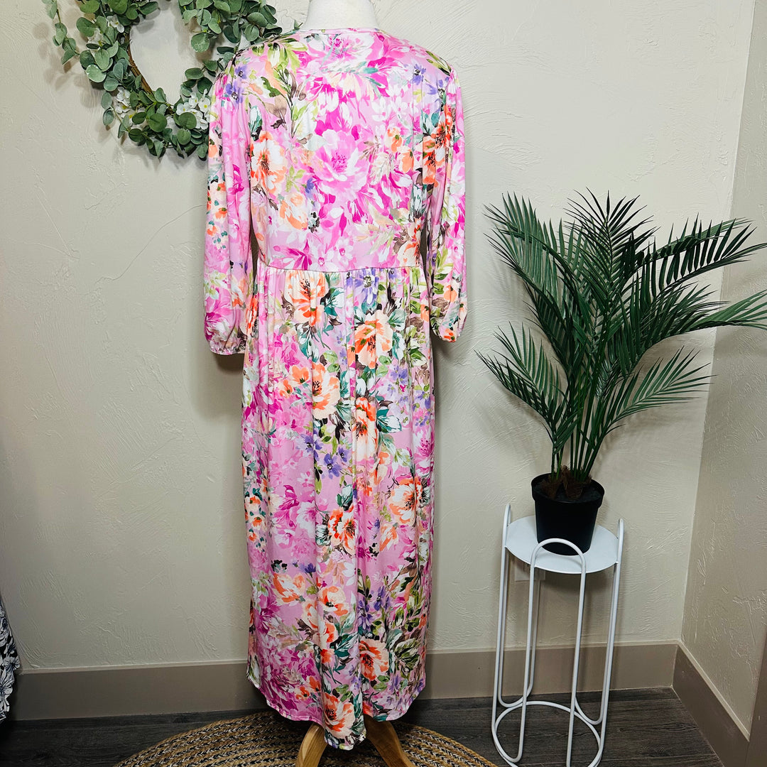 Liza Lou’s Pink Floral Long Modest Dress