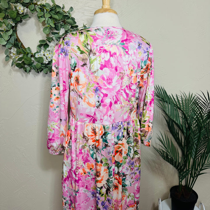 Liza Lou’s Pink Floral Long Modest Dress