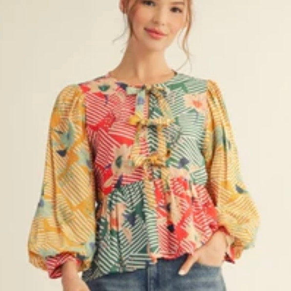 Liza Lou’s Savannah Boho Colorful Spring Summer Modest Tunic Top