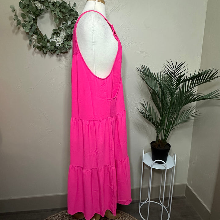Malibu Electric Pink Jumper Modest Dress