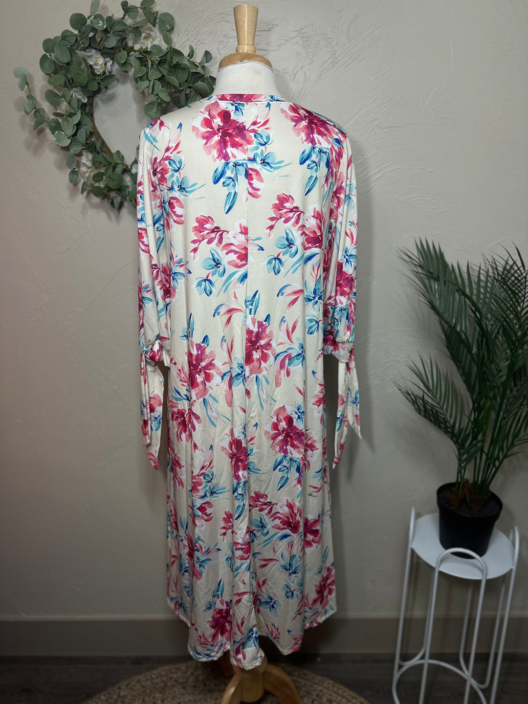 Liza Lou’s Floral Dress with Cute Ties On Sleeves Modest Dress