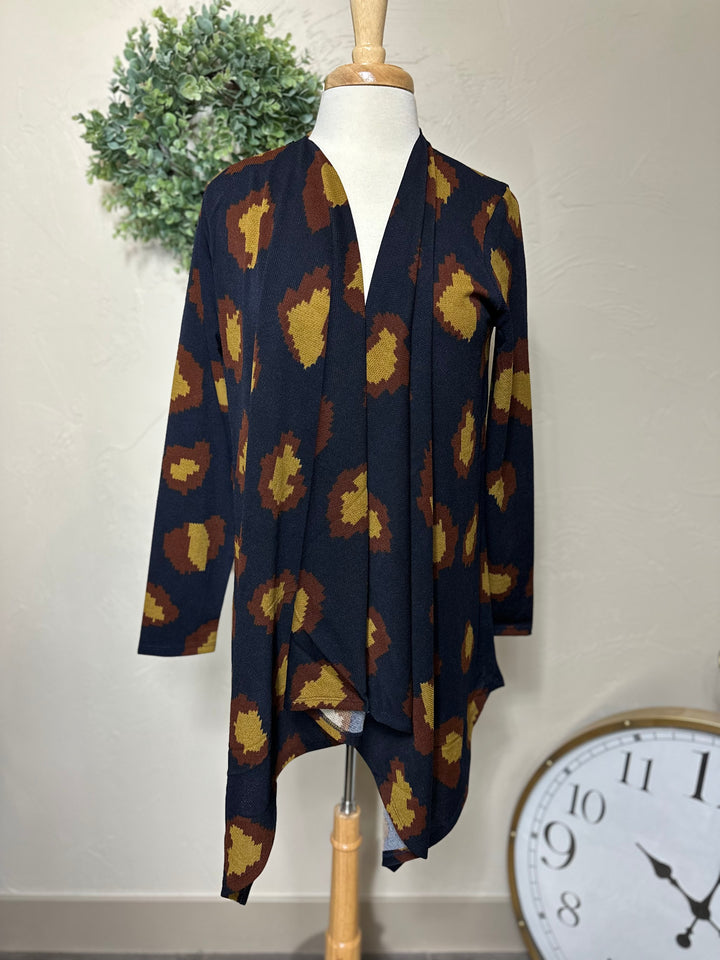 Liza Lou's Navy Blue Drape Cardigan Sweater