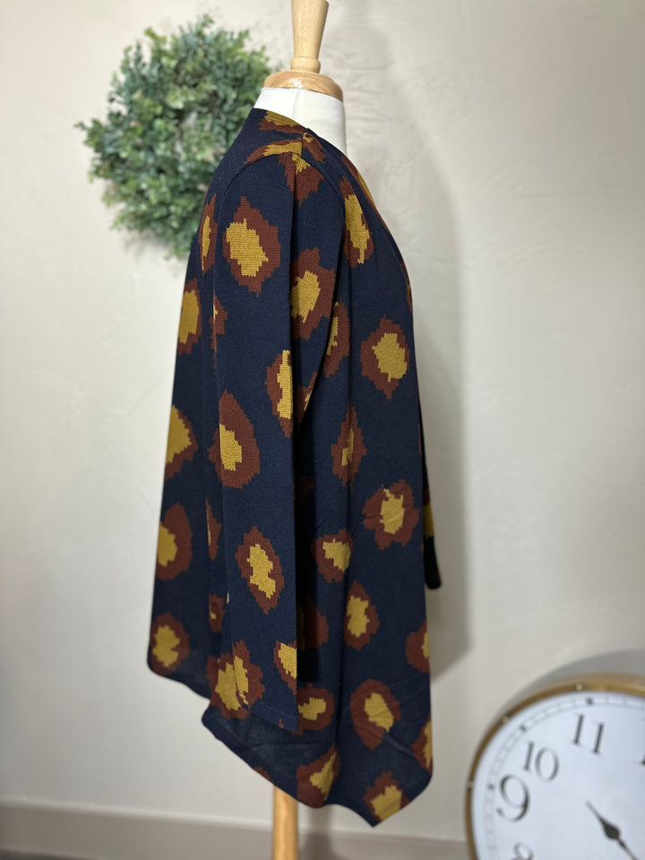 Liza Lou's Navy Blue Drape Cardigan Sweater