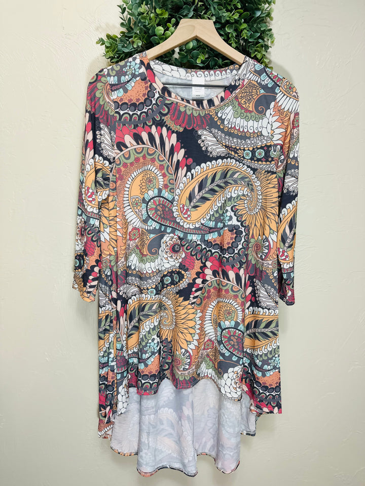 Cassie Paisley Hi Low Tunic Top High Low