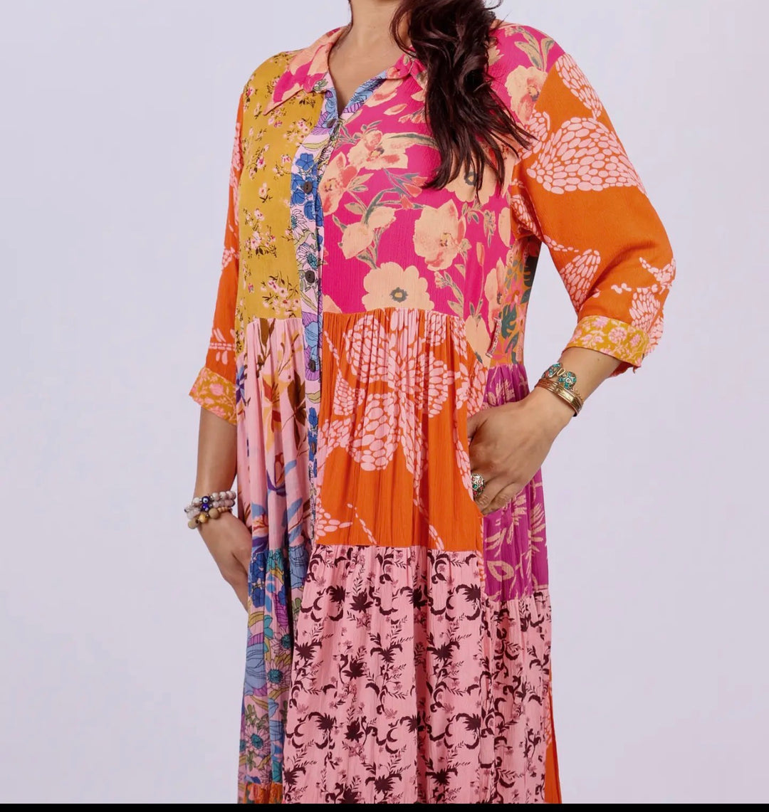 Liza Lou's Boho Colorful Patchwork Dress