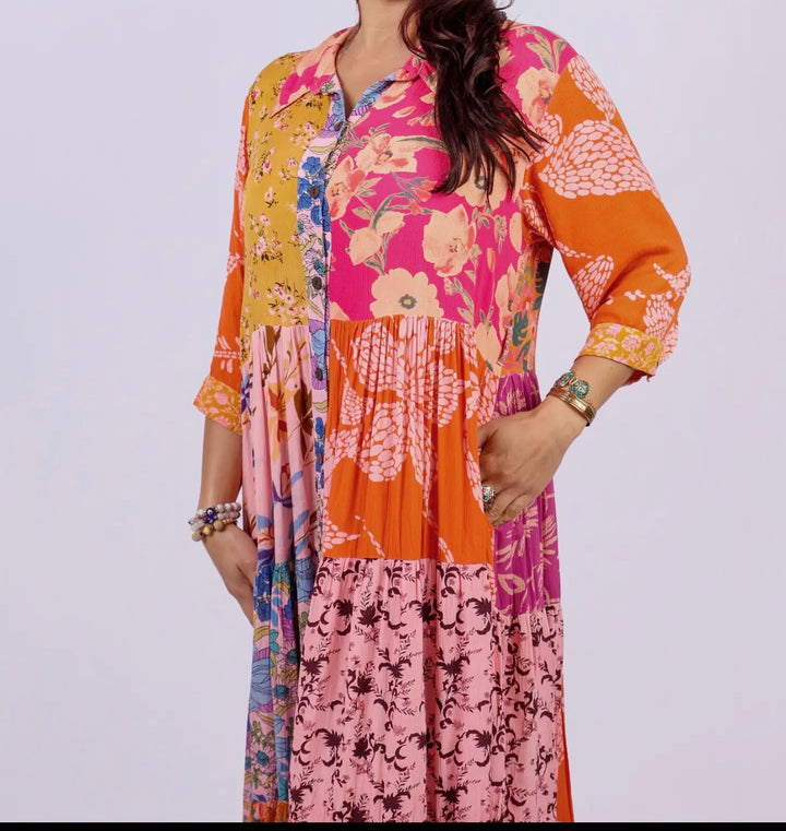 Liza Lou's Boho Colorful Patchwork Dress
