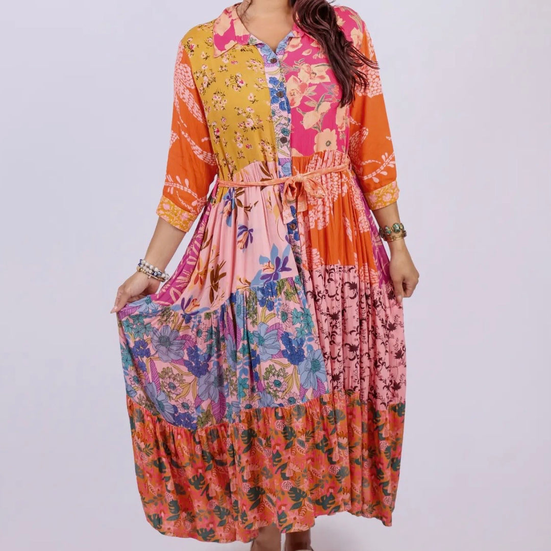 Liza Lou's Boho Colorful Patchwork Dress