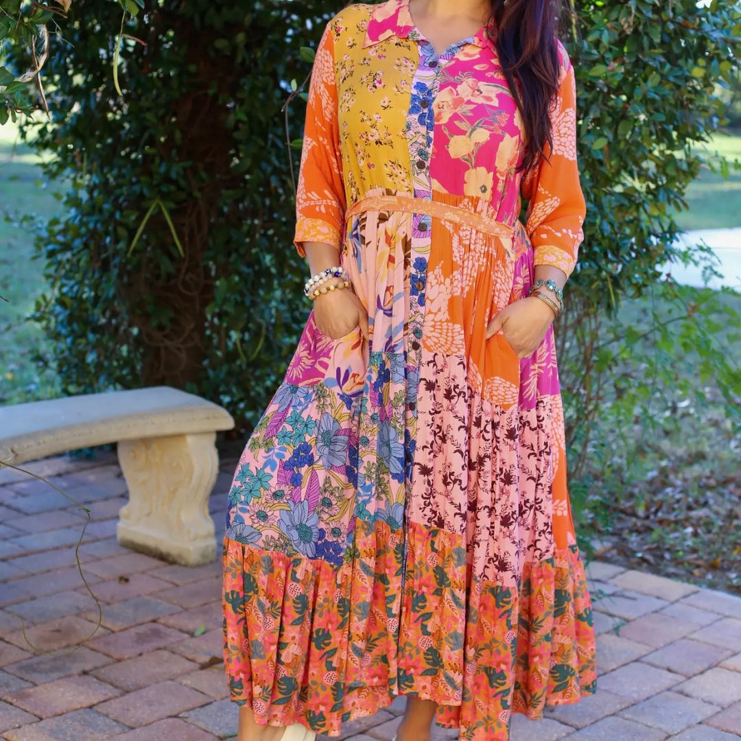 Liza Lou's Boho Colorful Patchwork Dress