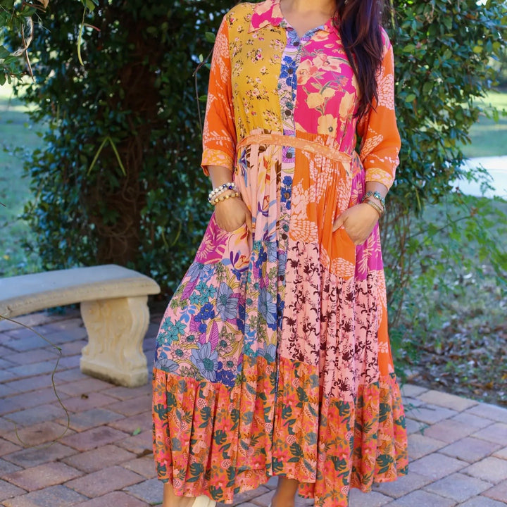 Liza Lou's Boho Colorful Patchwork Dress
