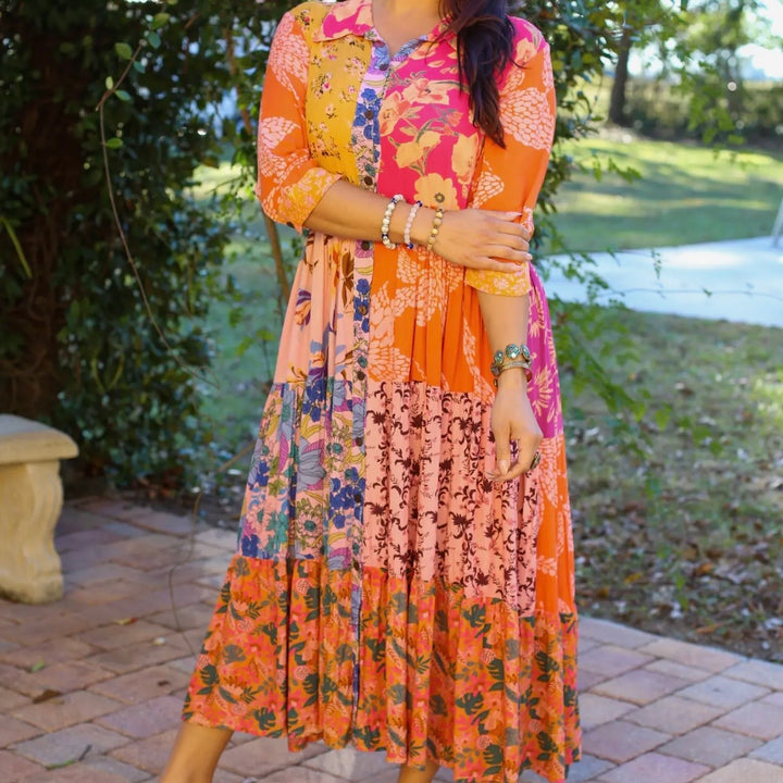 Liza Lou's Boho Colorful Patchwork Dress