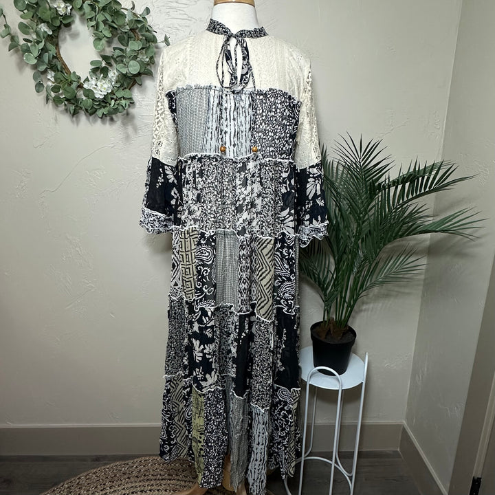 Liza Lou's Monarch Boho Dress Black & Cream