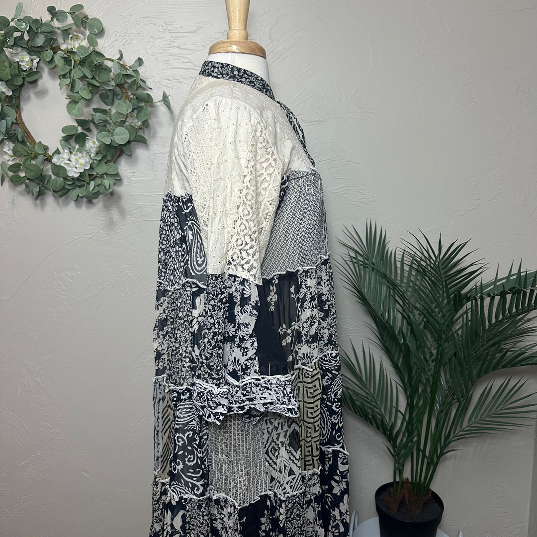 Liza Lou's Monarch Boho Dress Black & Cream