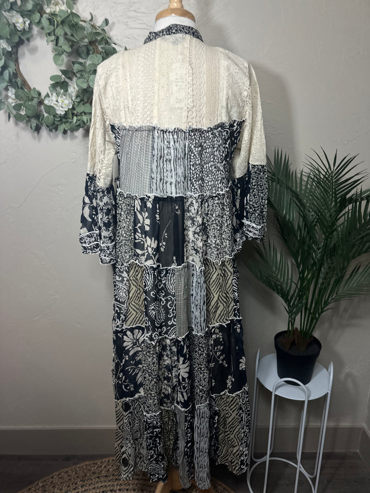 Liza Lou's Monarch Boho Dress Black & Cream