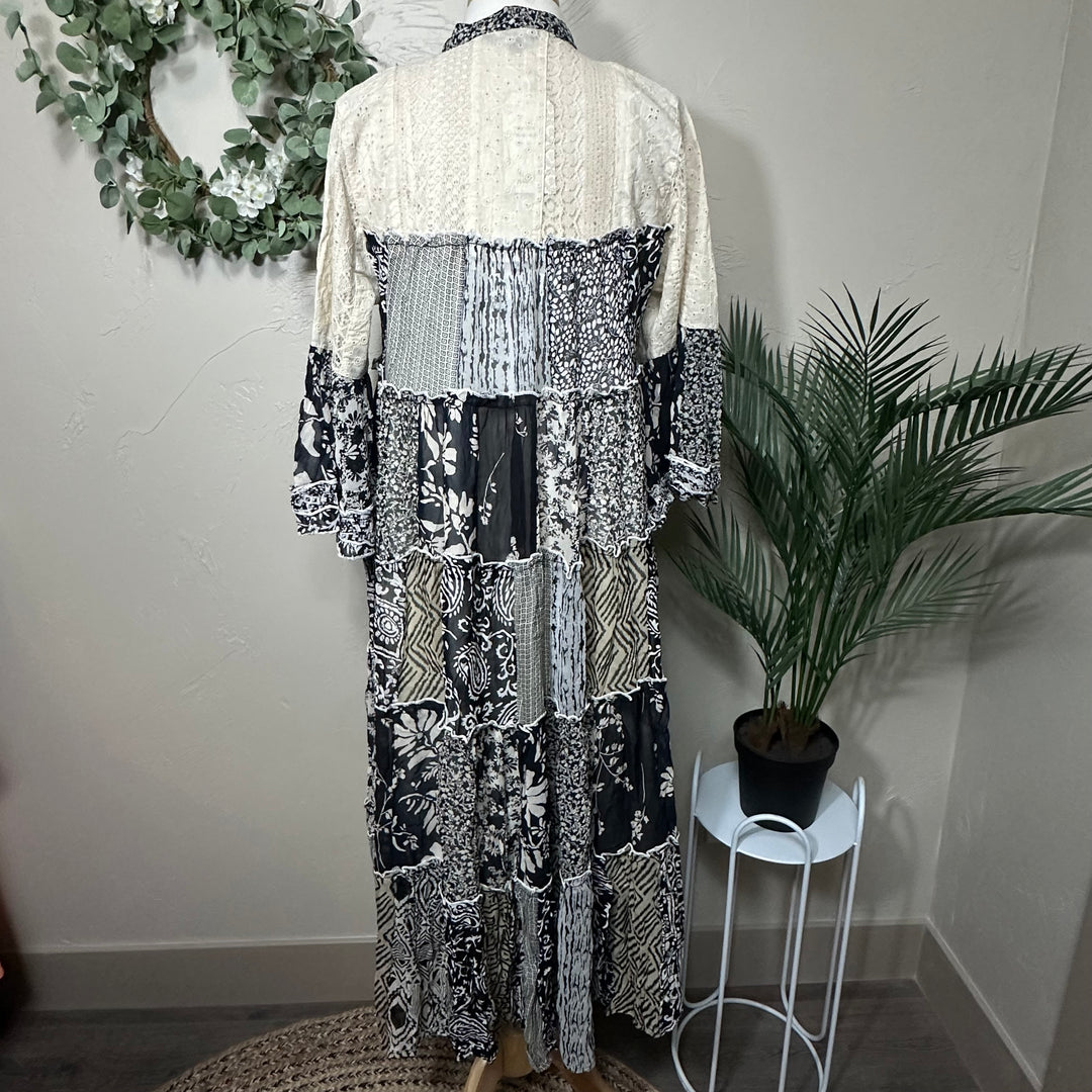 Liza Lou's Monarch Boho Dress Black & Cream
