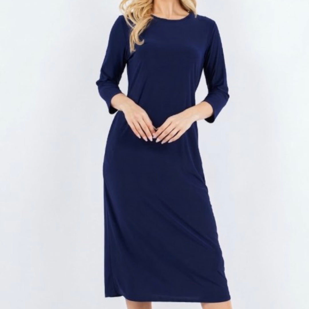 Liza Lou’s Navy Blue Modest Layering Dress