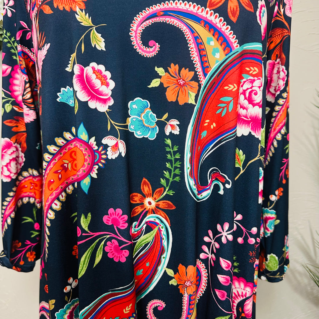 Liza Lou’s Ladies Asymmetrical Paisley Print Tunic Top