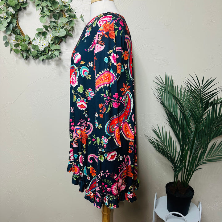 Liza Lou’s Ladies Asymmetrical Paisley Print Tunic Top