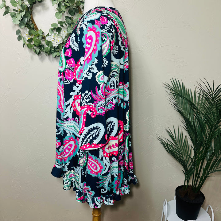 Liza Lou’s Ladies Asymmetrical Cheery Paisley Print Tunic Top