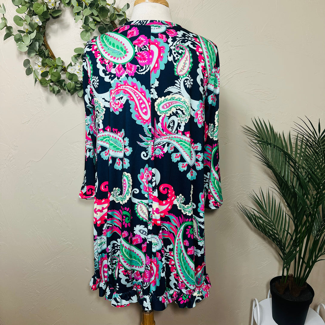 Liza Lou’s Ladies Asymmetrical Cheery Paisley Print Tunic Top