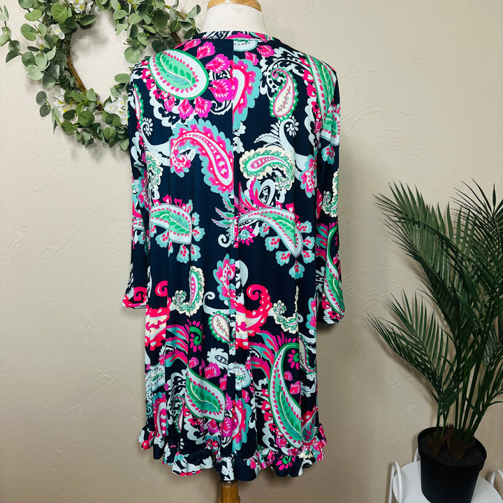 Liza Lou’s Ladies Asymmetrical Cheery Paisley Print Tunic Top